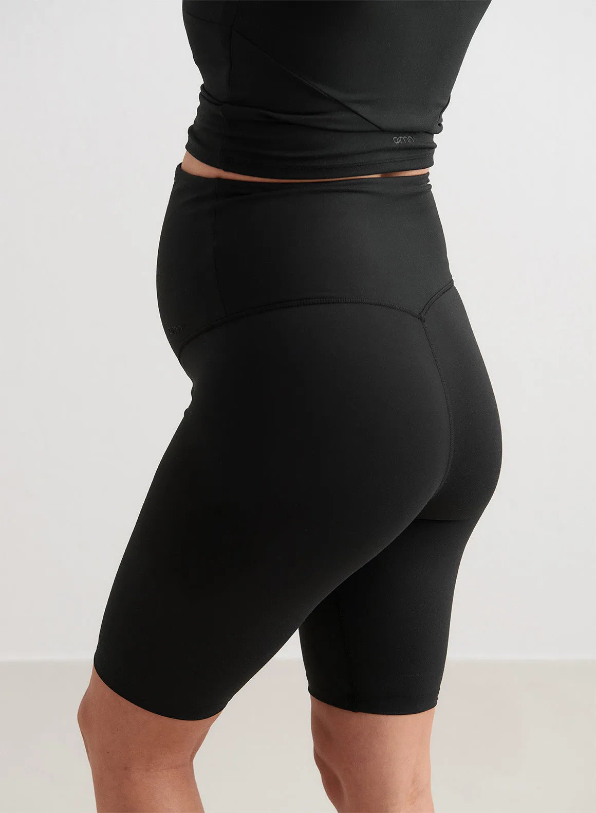 stretchy fabric Black Sense Maternity Biker Shorts