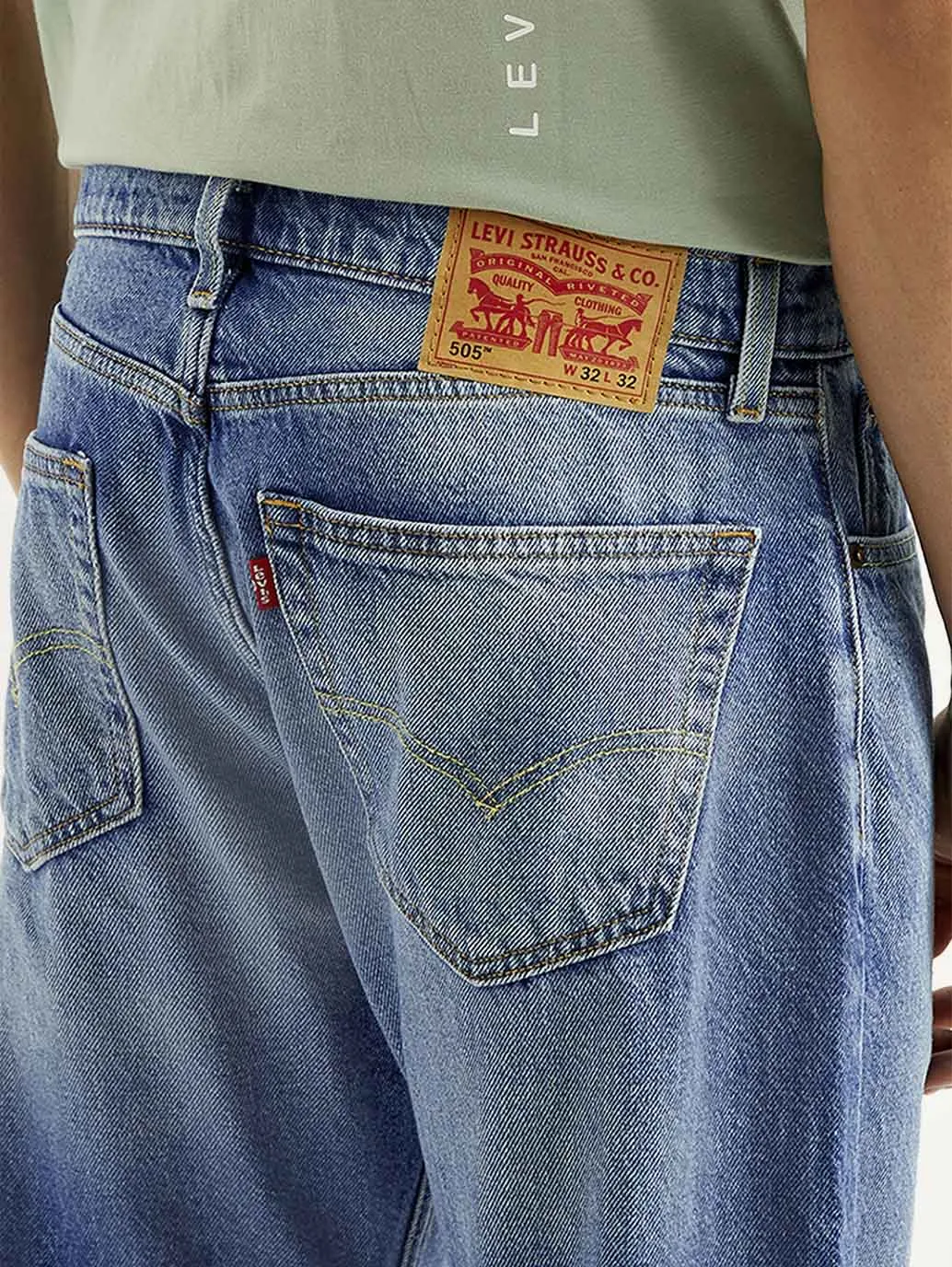 Low Impact Processing Men's 505 Blue Straight Fit Mid Rise Jeans