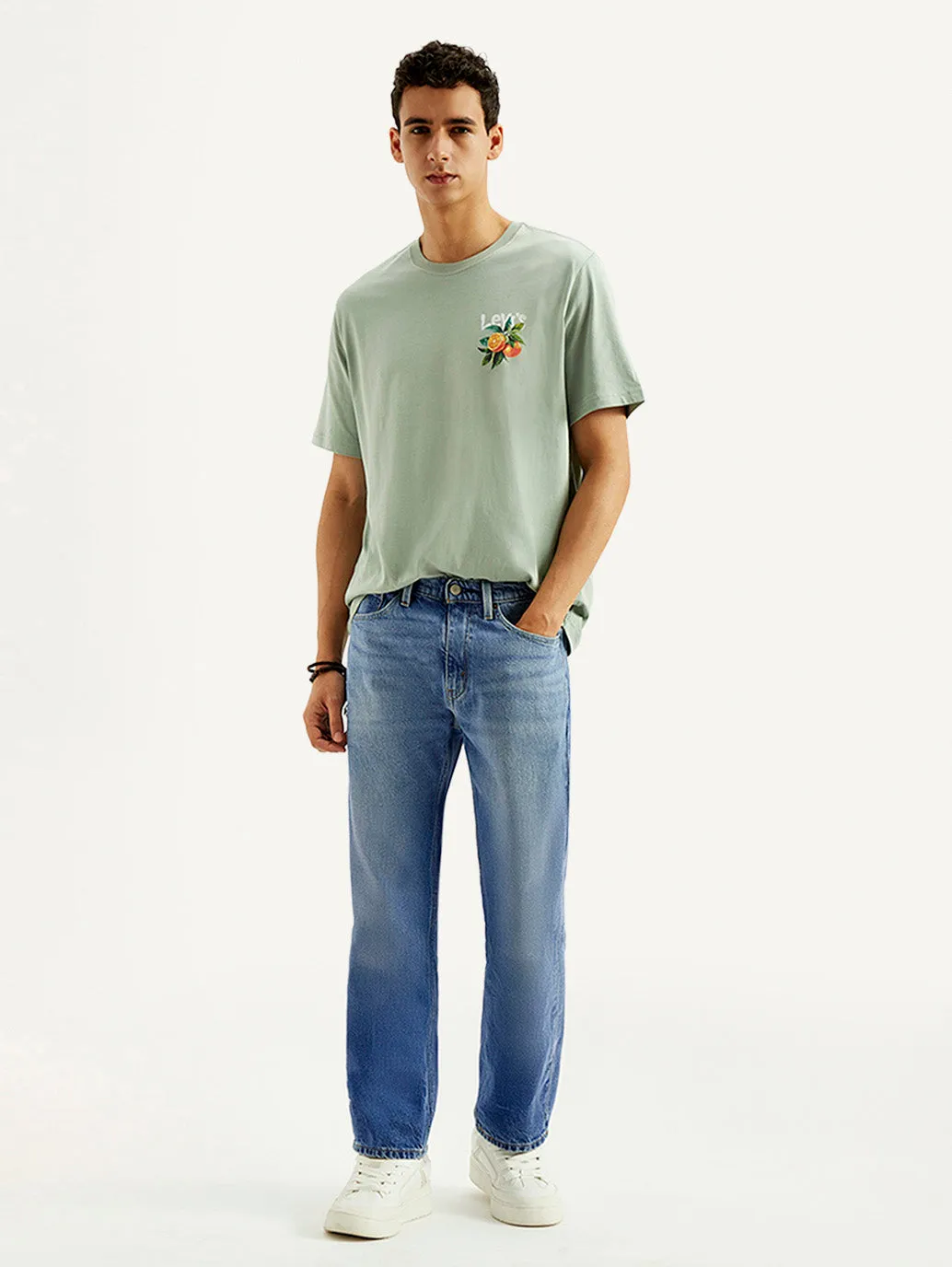 Men's 505 Blue Straight Fit Mid Rise Jeans Luxury Student Outfit Unisex Wear Elegant Vintage Lover