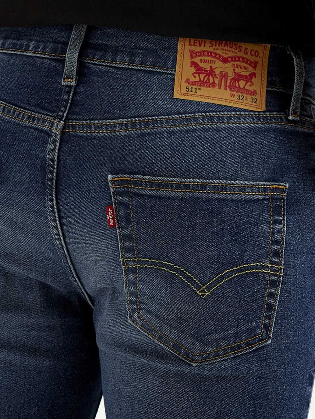 Men's 511 Dark Indigo Slim Fit Mid Rise Jeans Universal Style Cool Texture