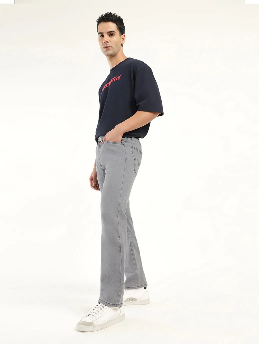 Men's 513 Grey Slim Straight Fit Mid Rise Jeans Unisex Look