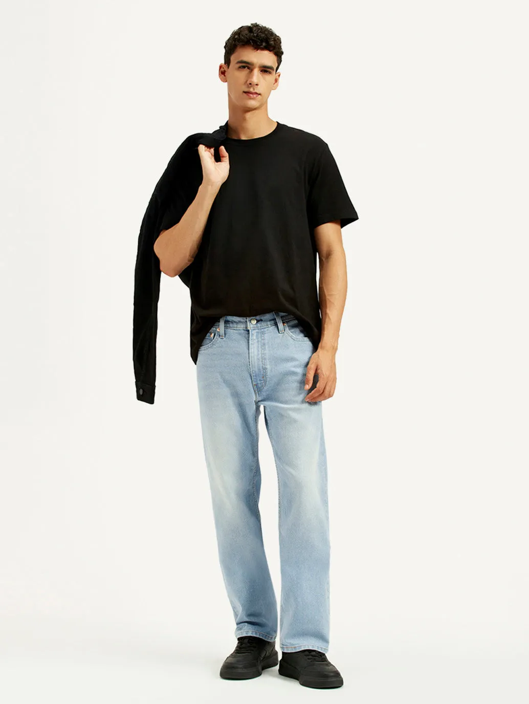 Work Meeting Relaxed Style Men's 555 Light Indigo Loose Fit Mid Rise Jeans