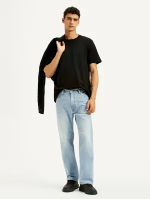 Work Meeting Relaxed Style Men's 555 Light Indigo Loose Fit Mid Rise Jeans