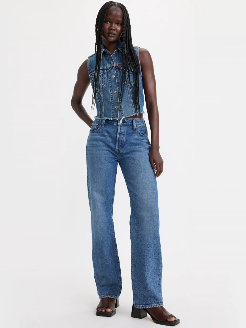 Women's 501 Blue Straight Fit High Rise Jeans Comfortable fit