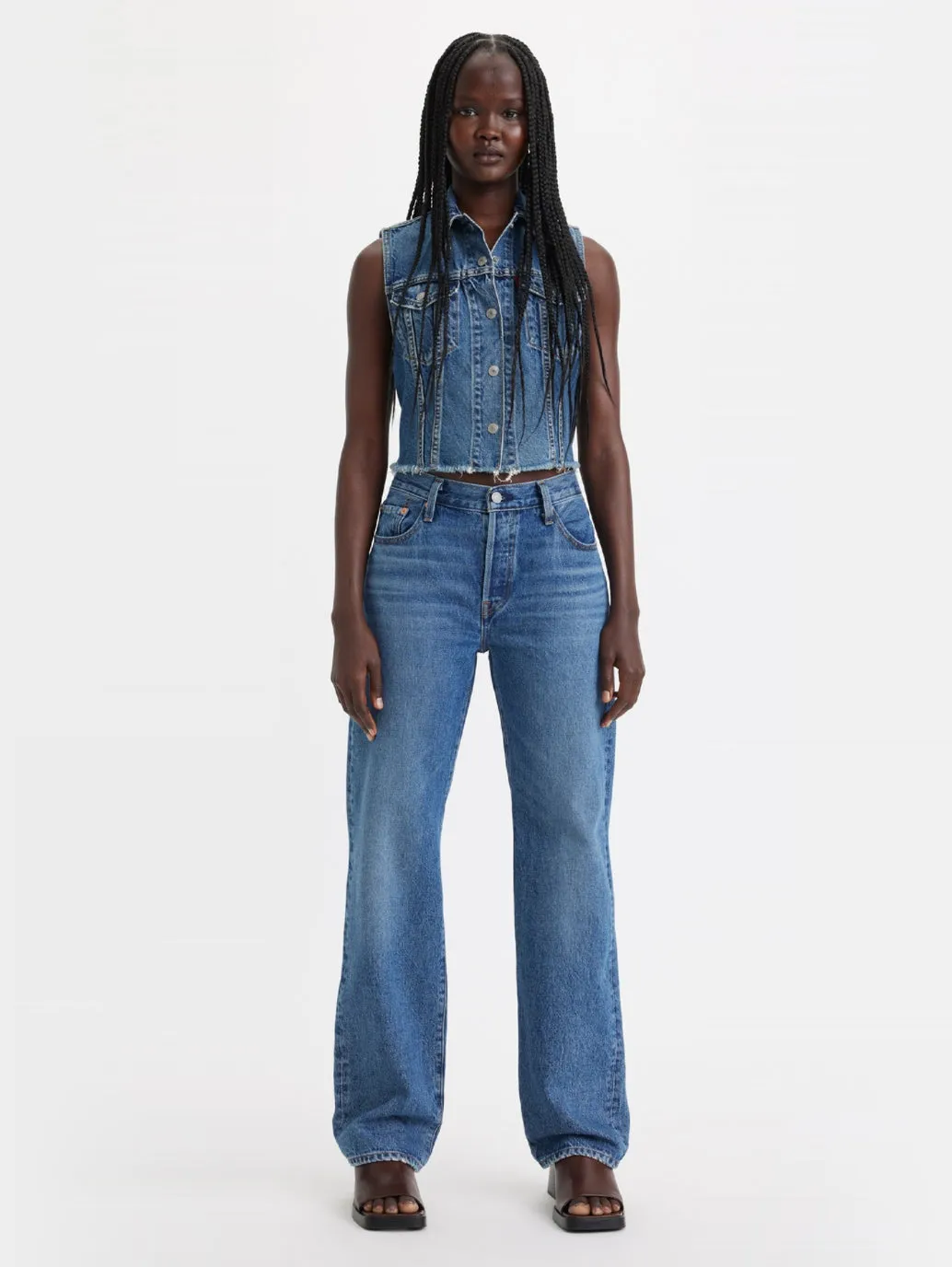 Waterless Wash Technology Women's 501 Blue Straight Fit High Rise Jeans
