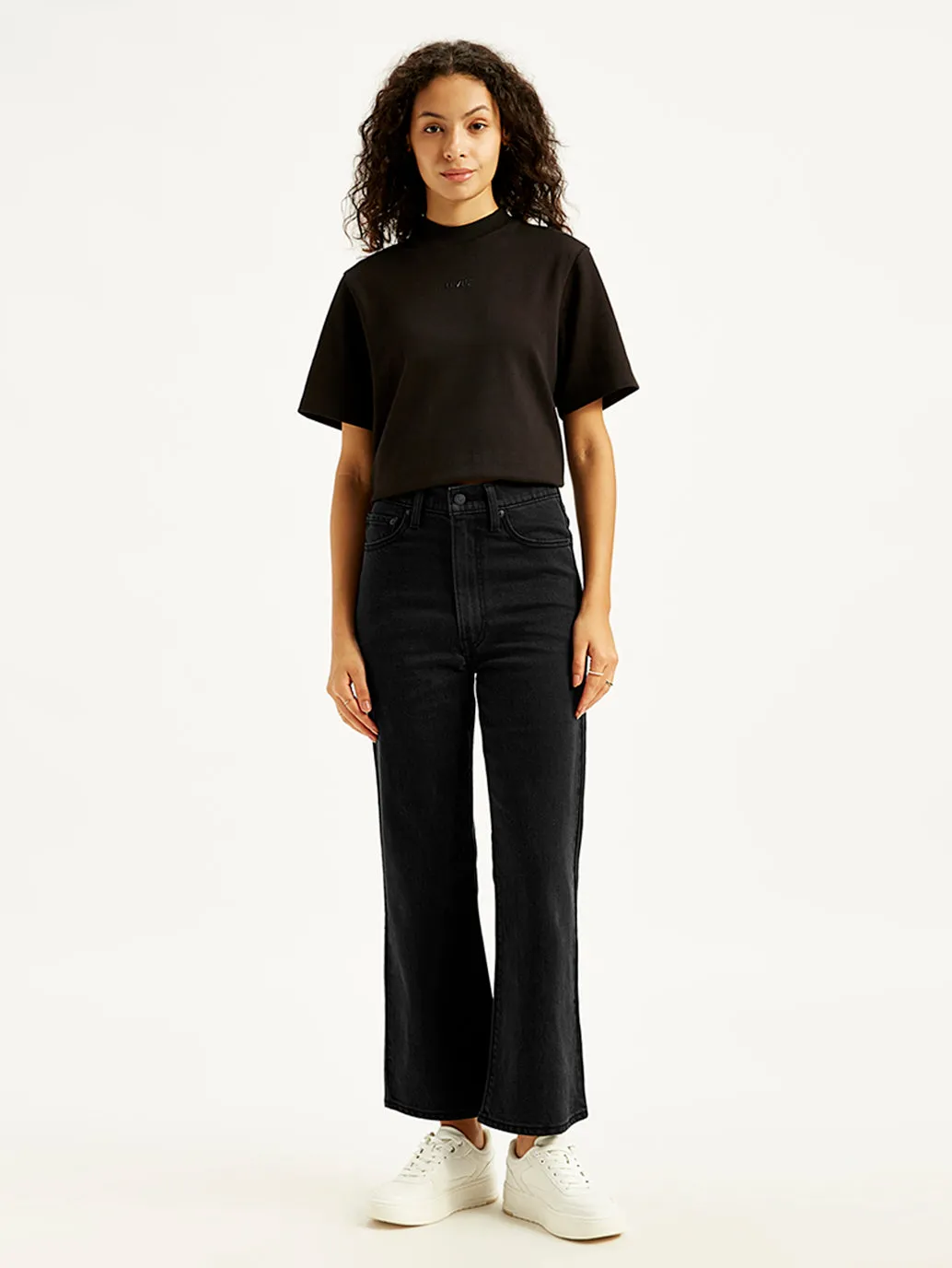 Cropped length Morning Stroll Professional Wear Brunch Outfit Women's Black Ribcage Cropped Bootcut Fit High Rise Jeans
