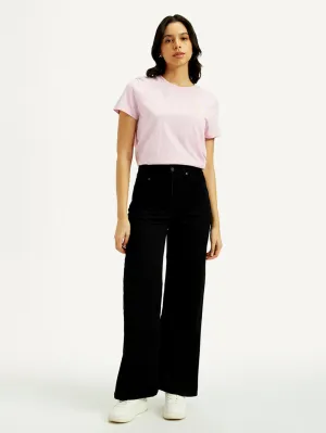 Breathable Travel Outfit Brunch Outfit Utility Style Women's Black Ribcage Wide Leg Fit High Rise Jeans