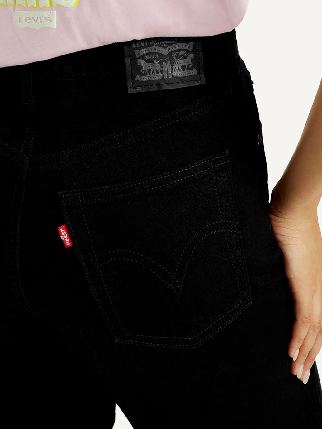 Women's Black Ribcage Wide Leg Fit High Rise Jeans All Round Fit