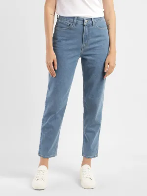 Women's Blue Loose Fit Mid Rise Mom Jeans Style Focus