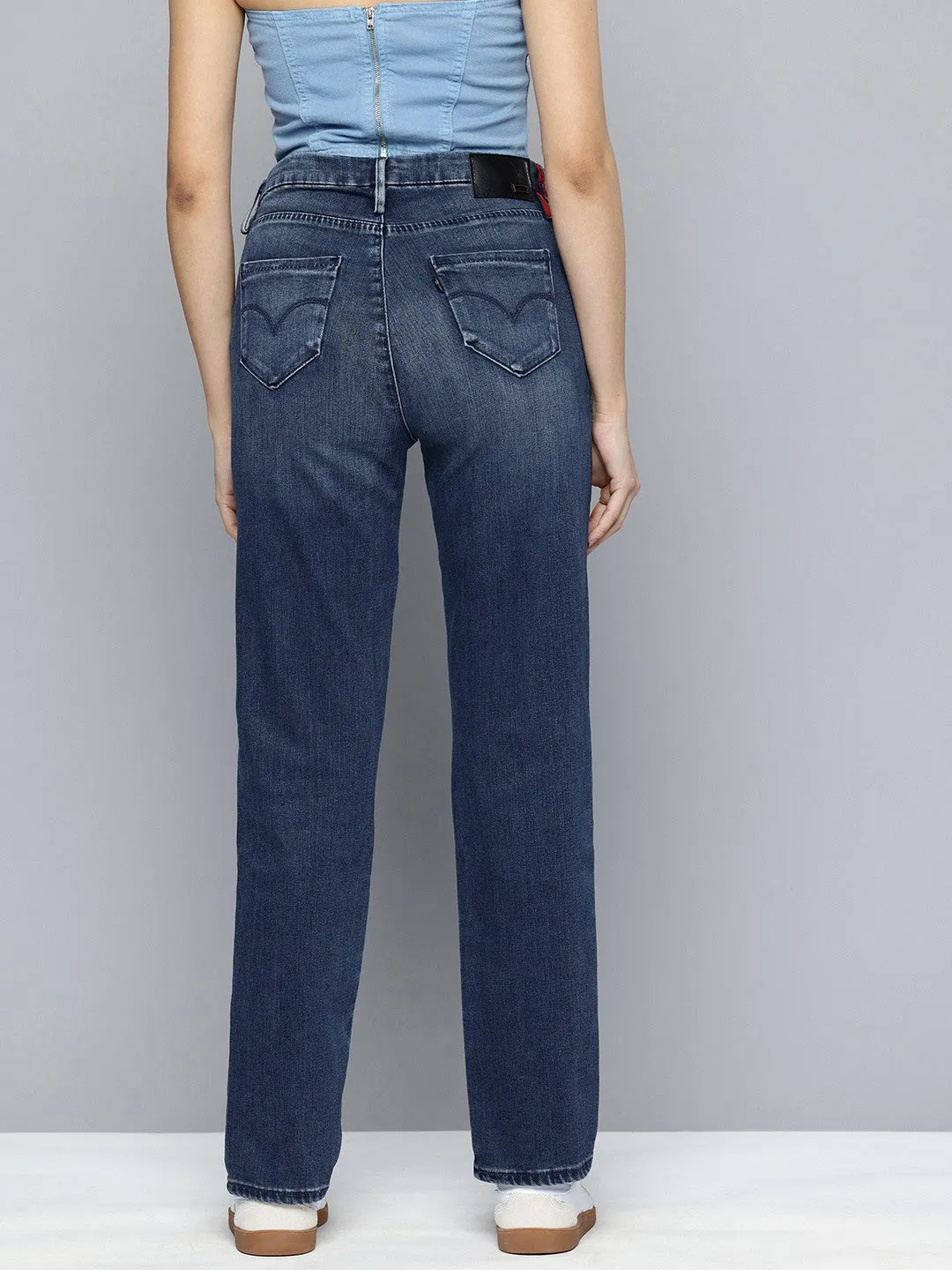 Stretch Holiday Vibes Streetwear Fan Road Trip Affordable Women's Redloop 724 Blue Straight Fit High Rise Jeans
