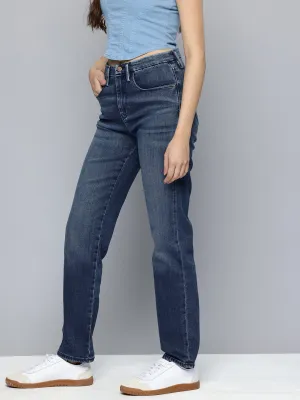Weekend Style Classic Outfit Women's Redloop 724 Blue Straight Fit High Rise Jeans