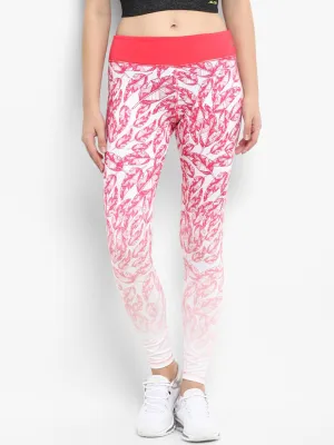 Body Contour Balanced Fit Alcis Women Core White Pink Printed Tights