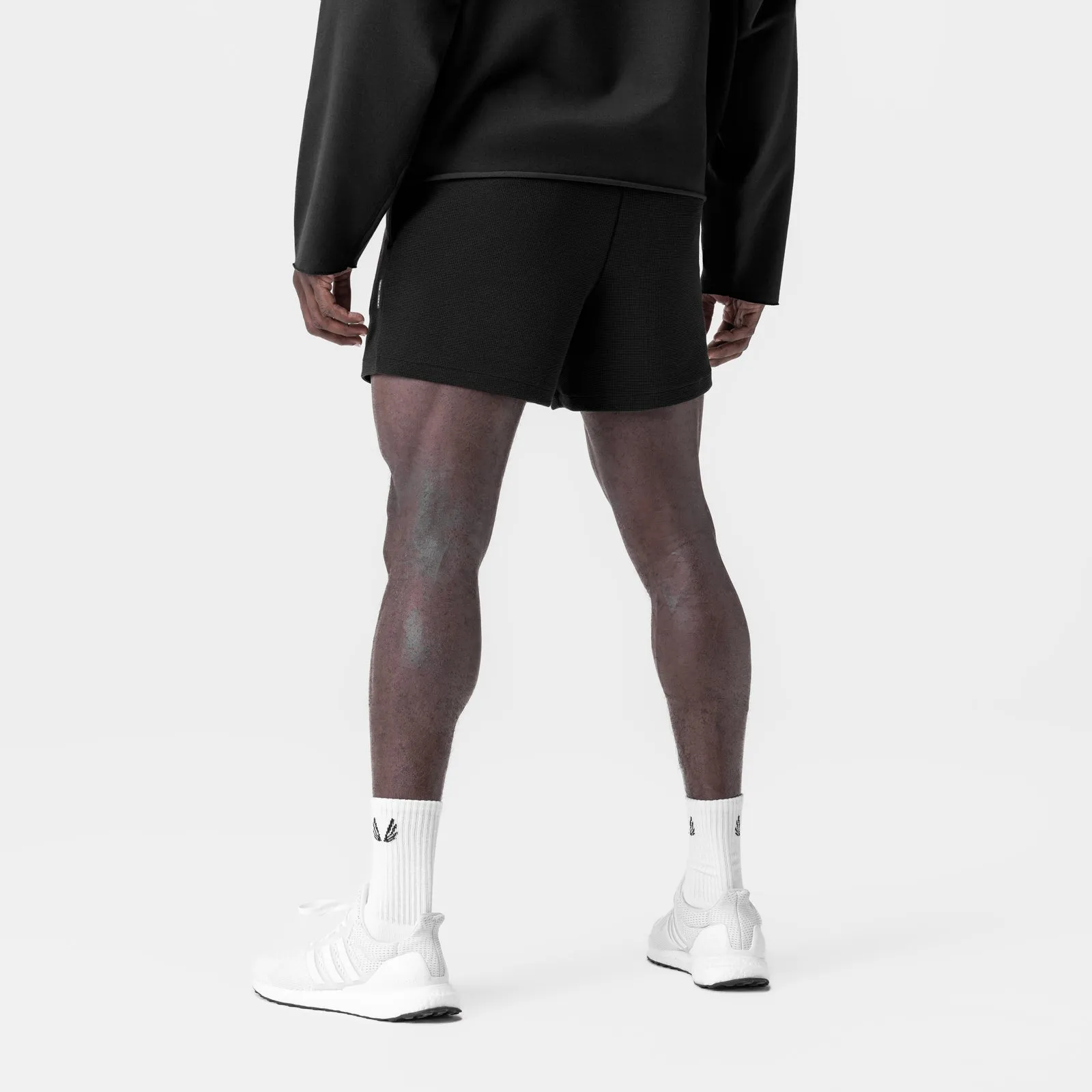 Breathable Design LightweightFabric 0954. Waffle Knit Sweat Short - Black