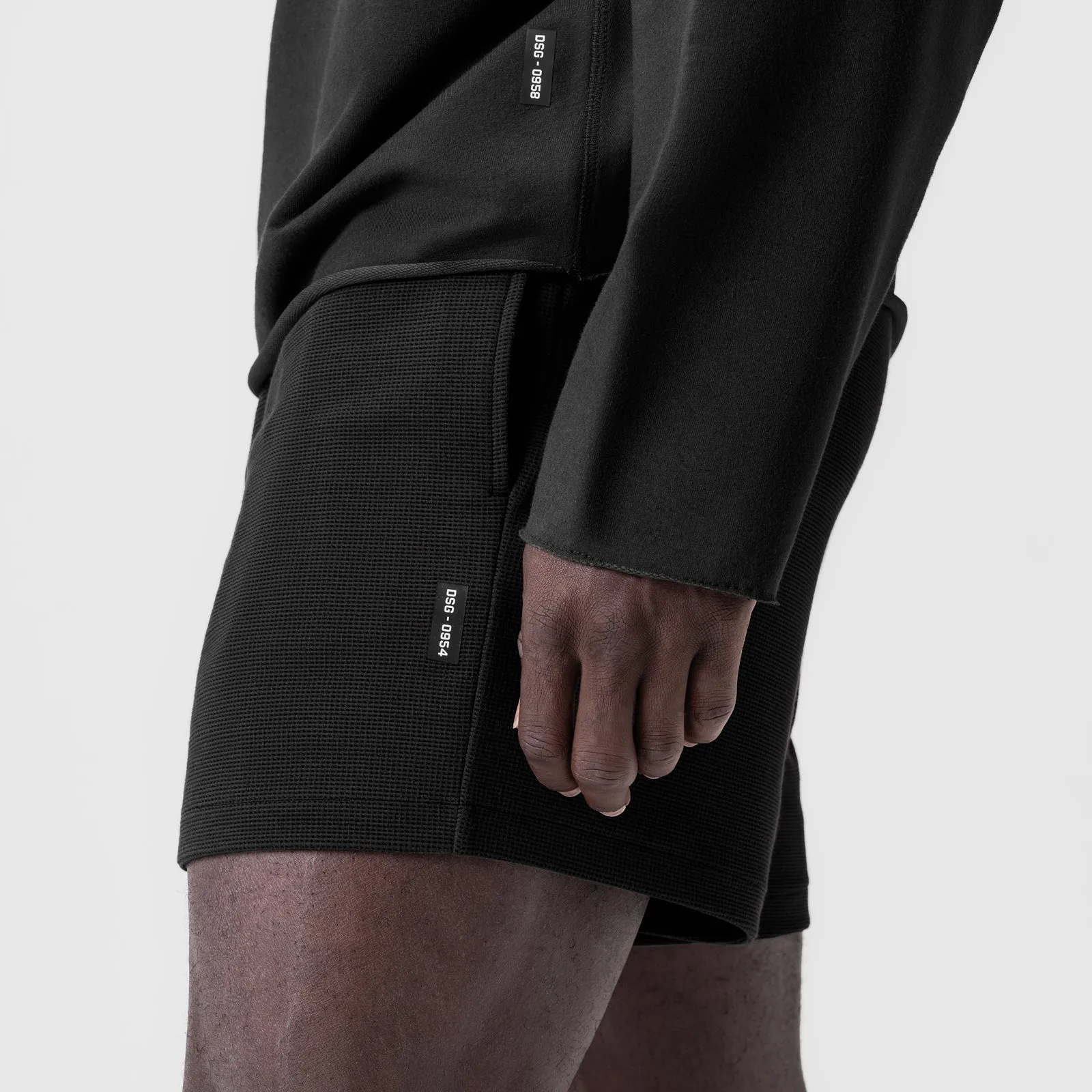 color - fast 0954. Waffle Knit Sweat Short - Black