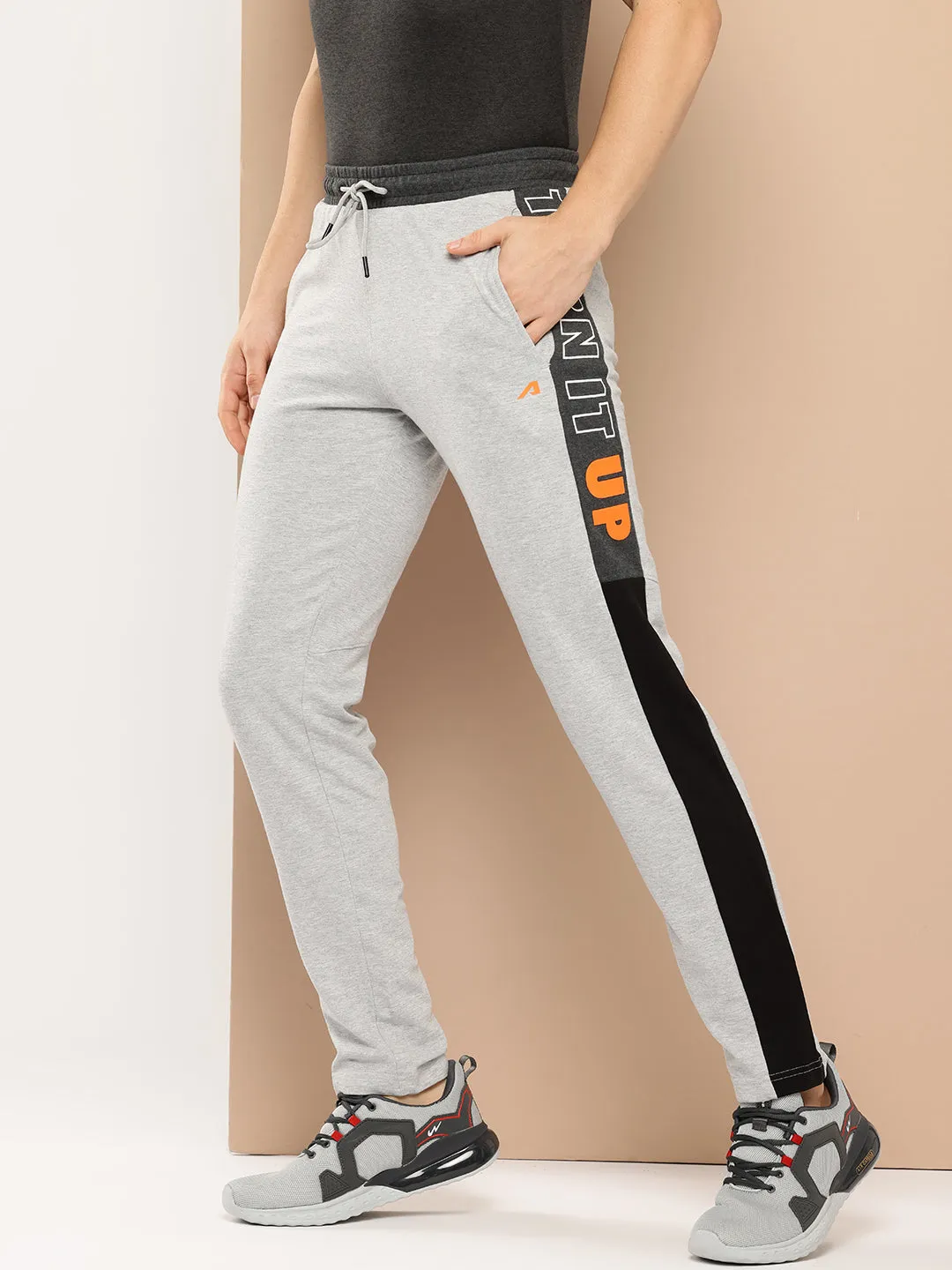 Alcis Men Light Grey Printed Pant Modular Pocket System