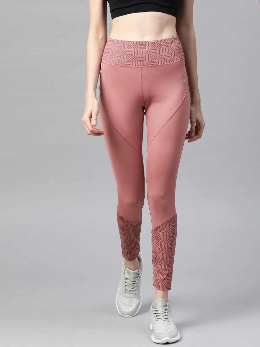 Alcis Women Dusty Pink Solid Cropped Tights Wrinkle Resistant Dance Studio Trend Seeker Lightweight Material