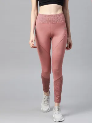 Alcis Women Dusty Pink Solid Cropped Tights Wrinkle Resistant Dance Studio Trend Seeker Lightweight Material