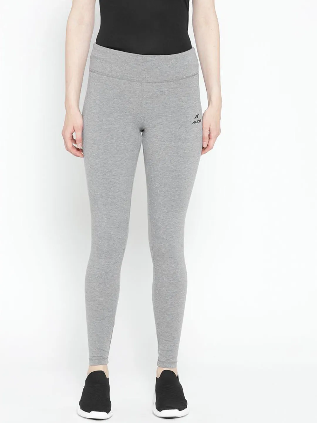 Hiking Trail Loose Fit Ultra Basic Alcis Women Grey Melange Solid Tights