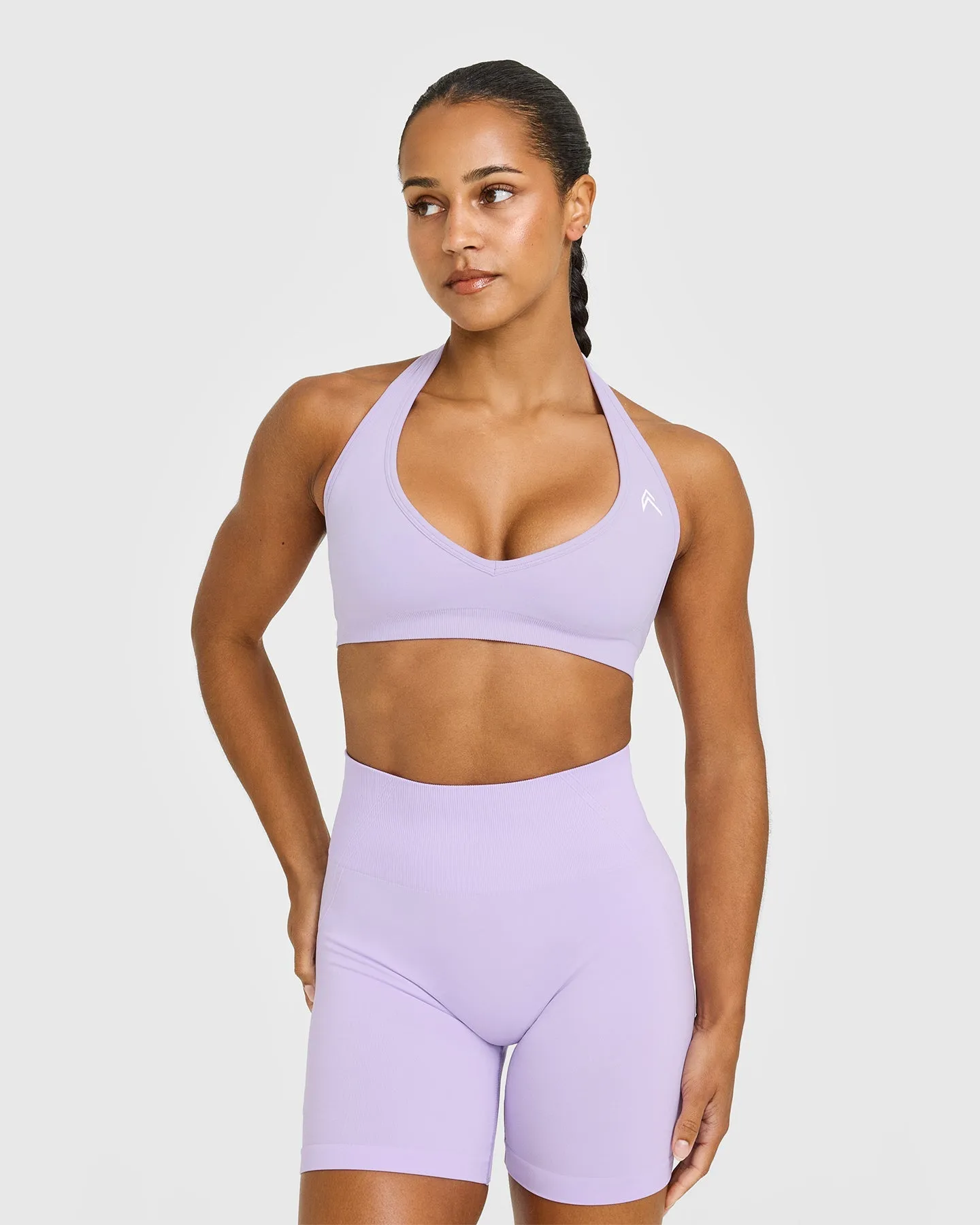 Smooth Support Effortless Seamless Halter Neck Sports Bra | Lavender Purple Categorizing