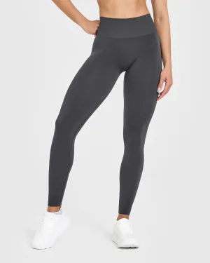 Rib Knit Postpartum Fit Clean Finish Effortless Seamless Leggings | Coal Ultra Track