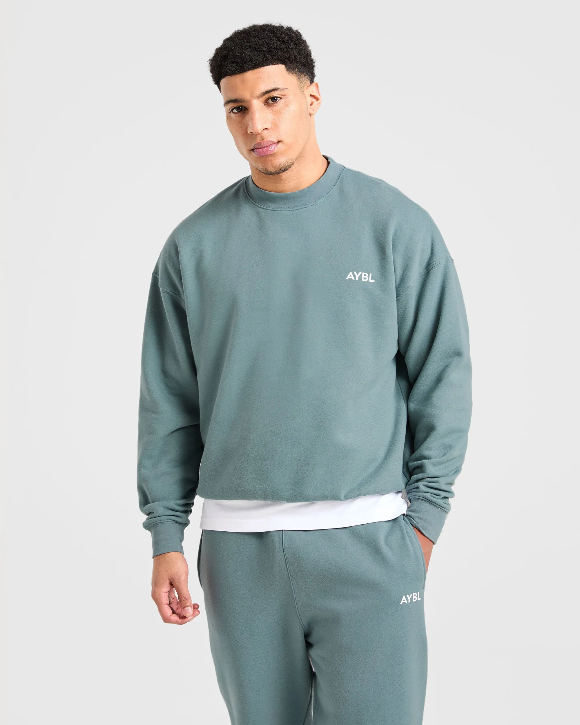 Street Edge Bee like Essential Oversized Sweater - Dusty Blue
