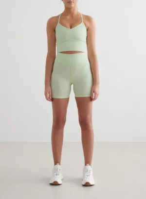 Spearmint Ribbed Performance Midi Biker Shorts Contemporary Design Reinforced Seams