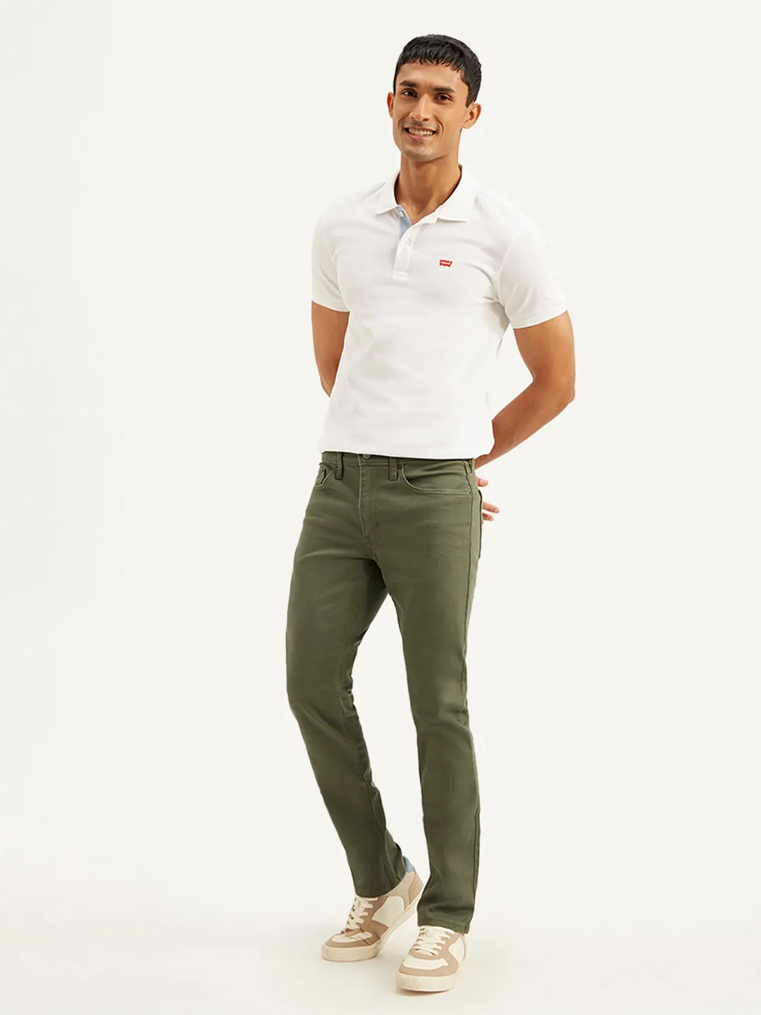 Youth Style Weekend Style Rainy Day Comfort Stretch Men's 511 Olive Green Slim Fit Mid Rise Jeans