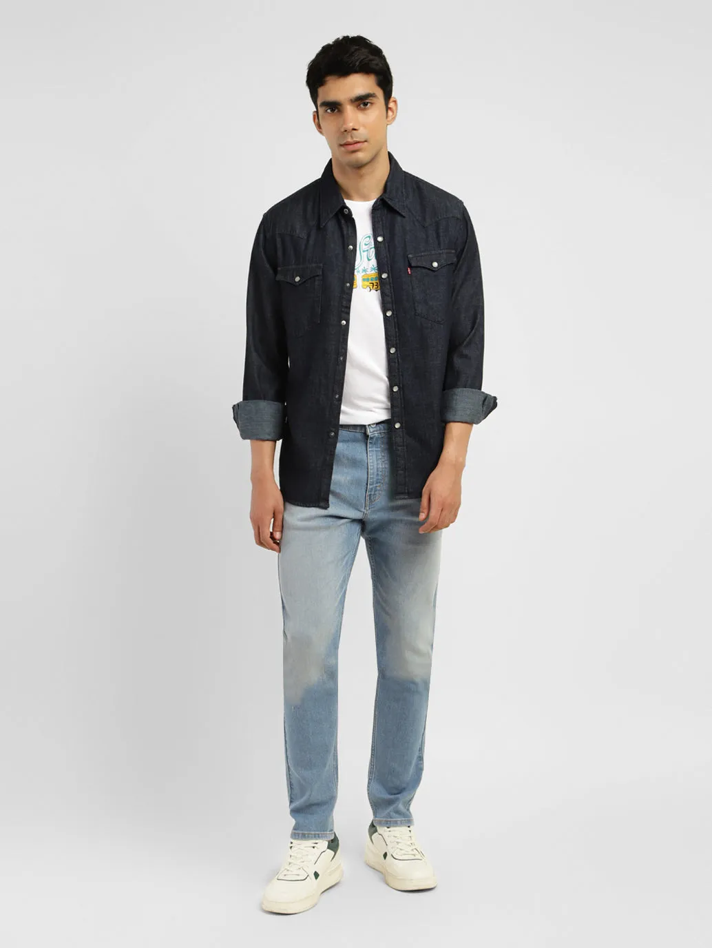 Stylish Sunny Vibes Evening Stroll Athlete Fit Men's 512 Blue Slim Tapered Fit Mid Rise Jeans