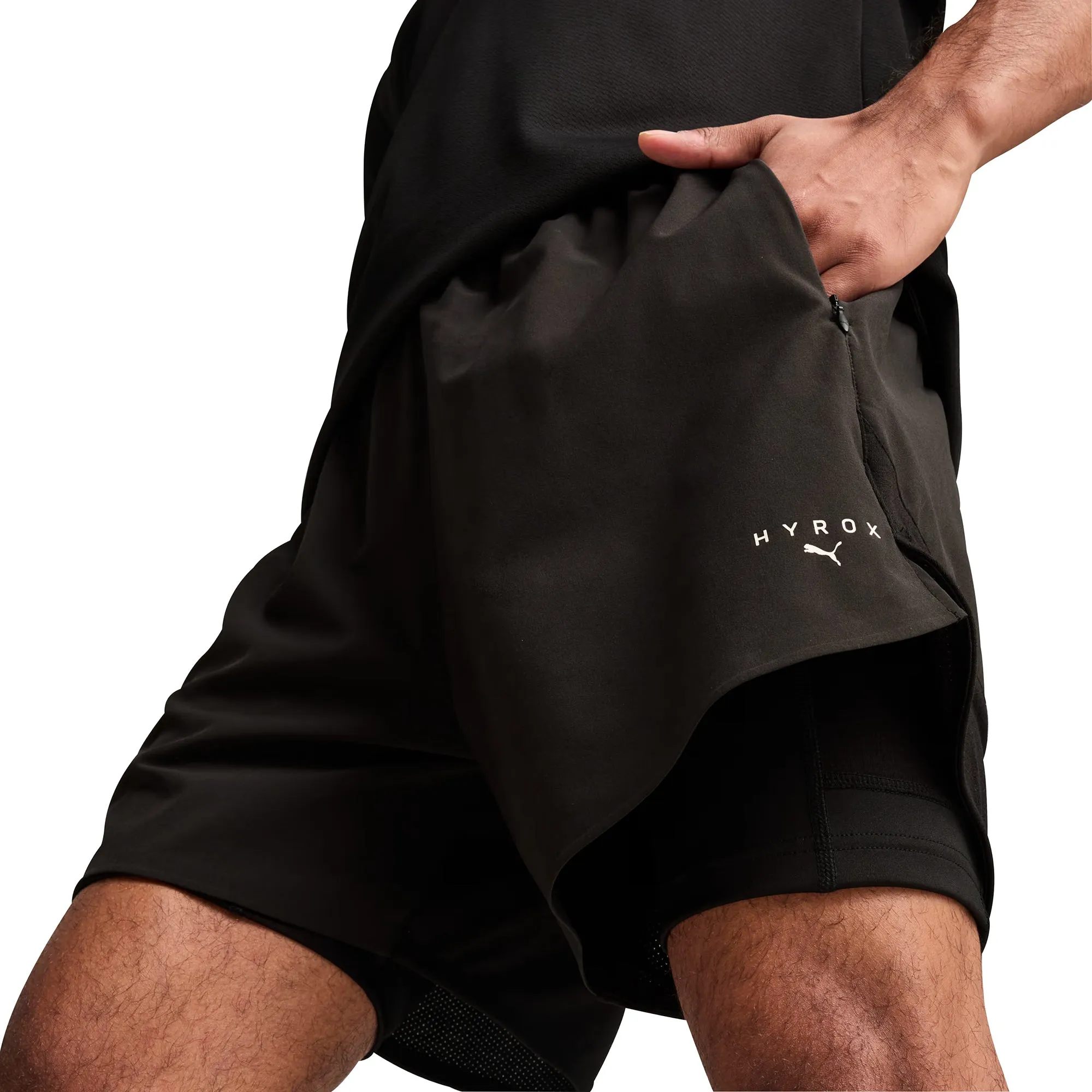 Puma X HYROX 2 In 1 Mens Training Shorts - Black Easy Care Material