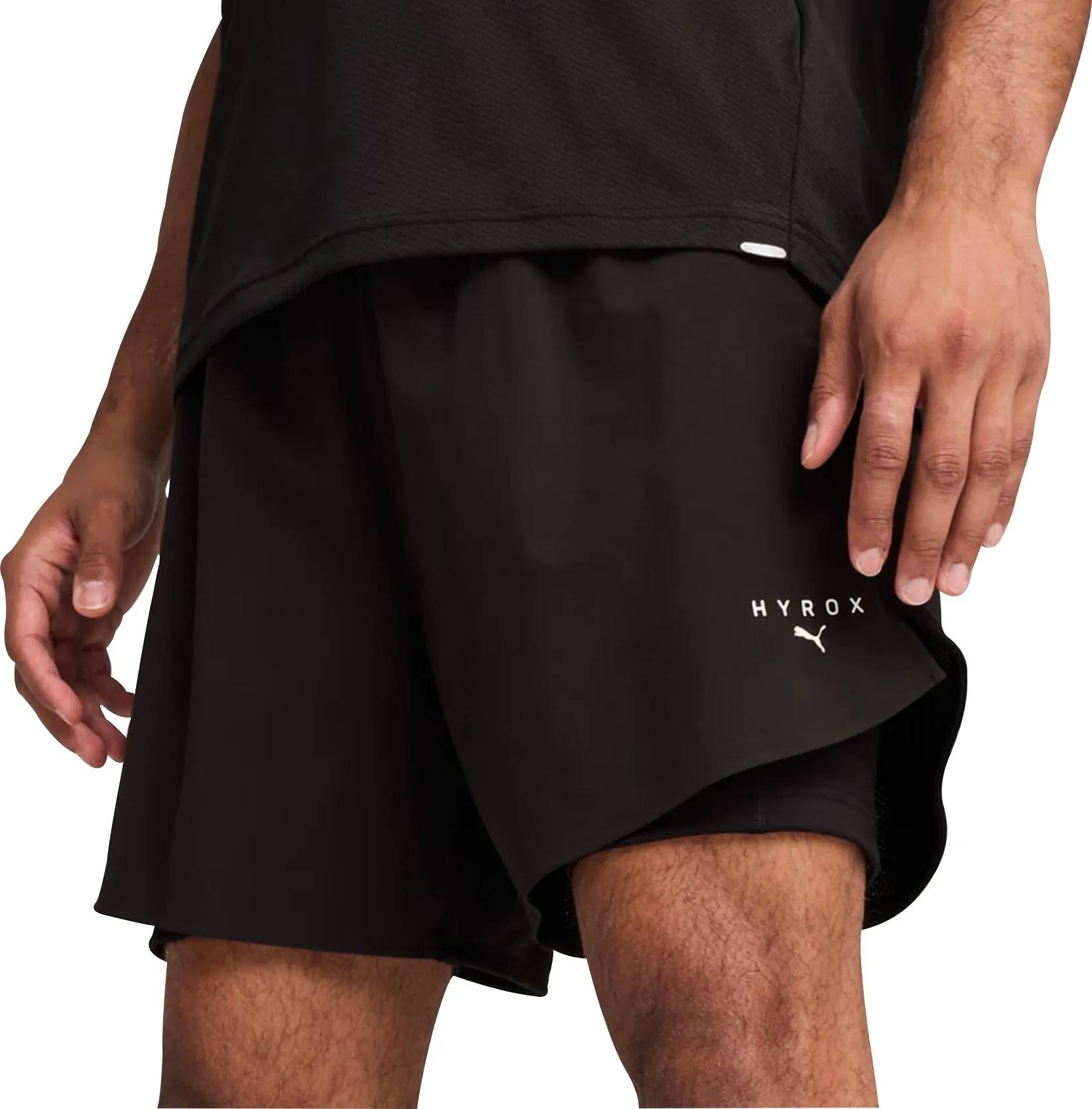 Puma X HYROX 2 In 1 Mens Training Shorts - Black low - rise suede look