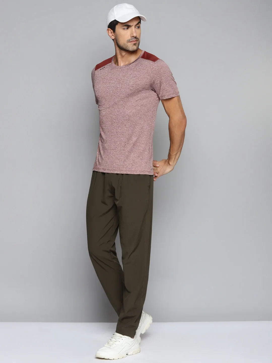 ALCIS Men Maroon Slim Fit Running T-shirt Sustainable Base Night Charm