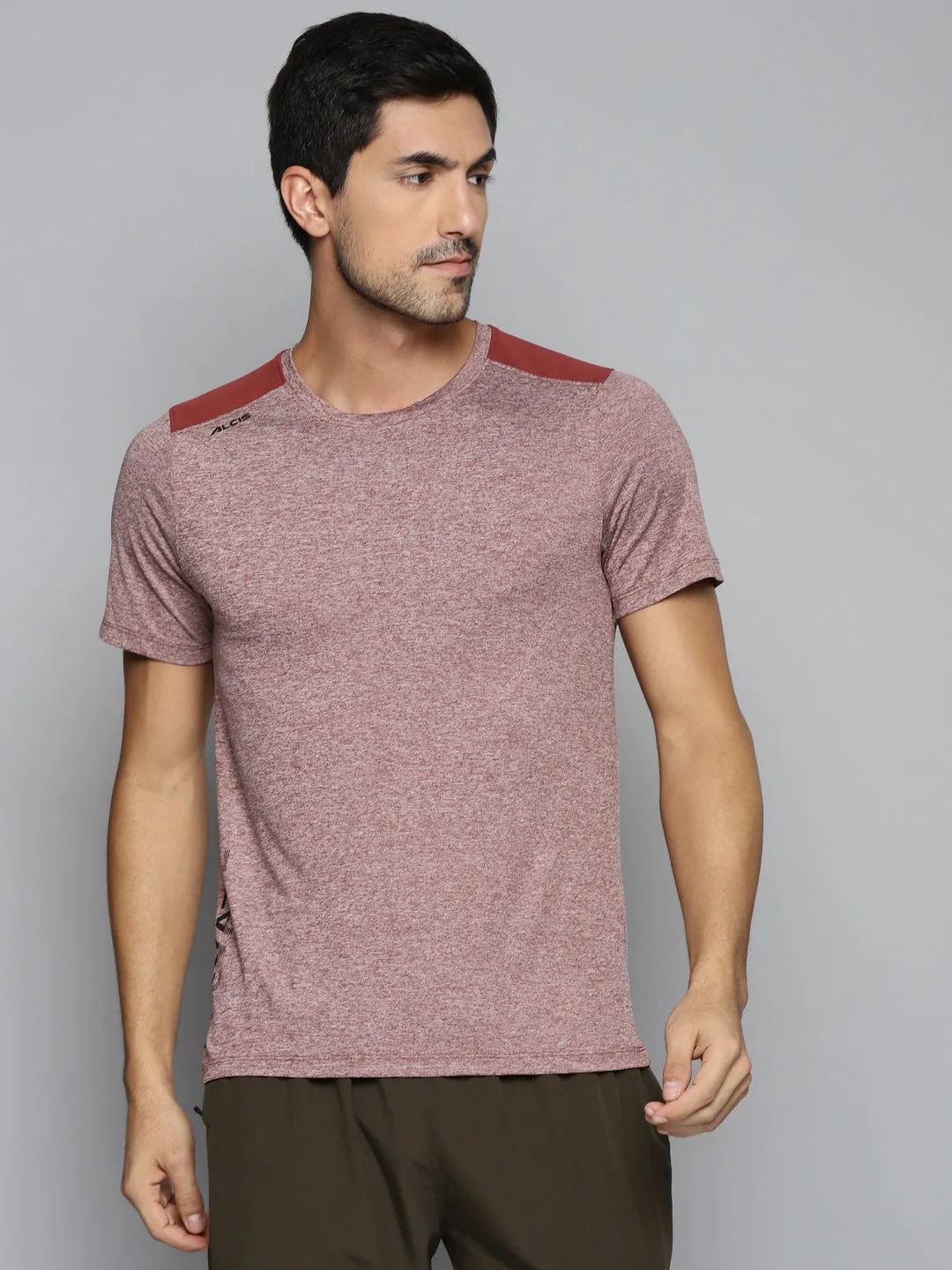 ALCIS Men Maroon Slim Fit Running T-shirt Tailored Fit