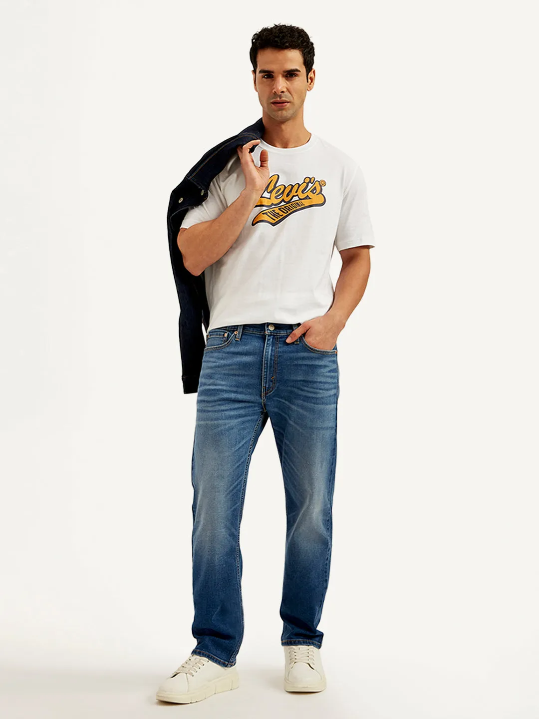 Core Look Men's 513 Blue Slim Straight Fit Mid Rise Jeans