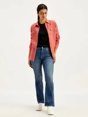 Recycled Fiber Content Women's 725 Blue Flared Fit High Rise Jeans