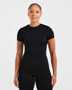 Multipurpose Design Soft Lining Sculpt T Shirt - Black Comfortable Cut