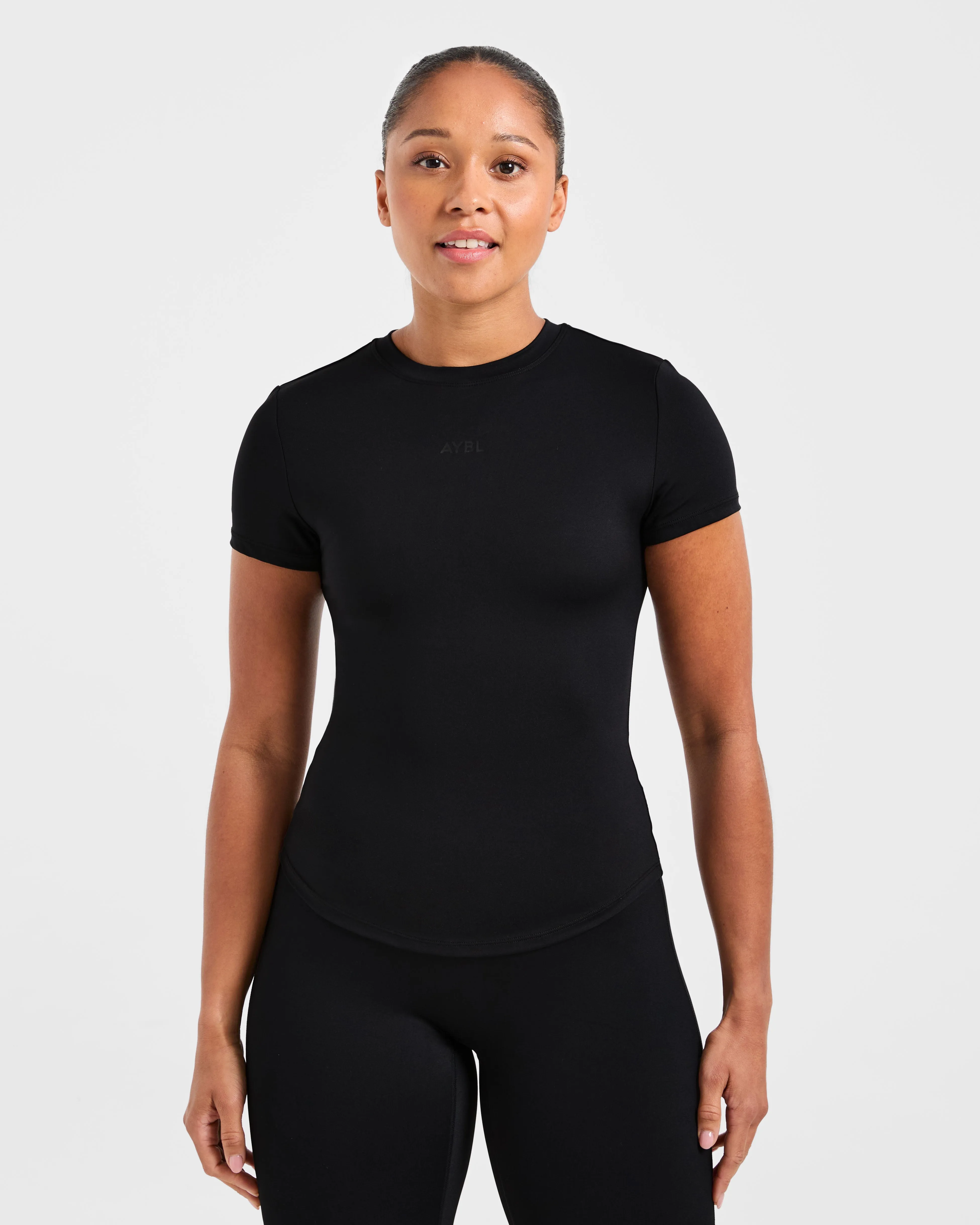 Multipurpose Design Soft Lining Sculpt T Shirt - Black Comfortable Cut