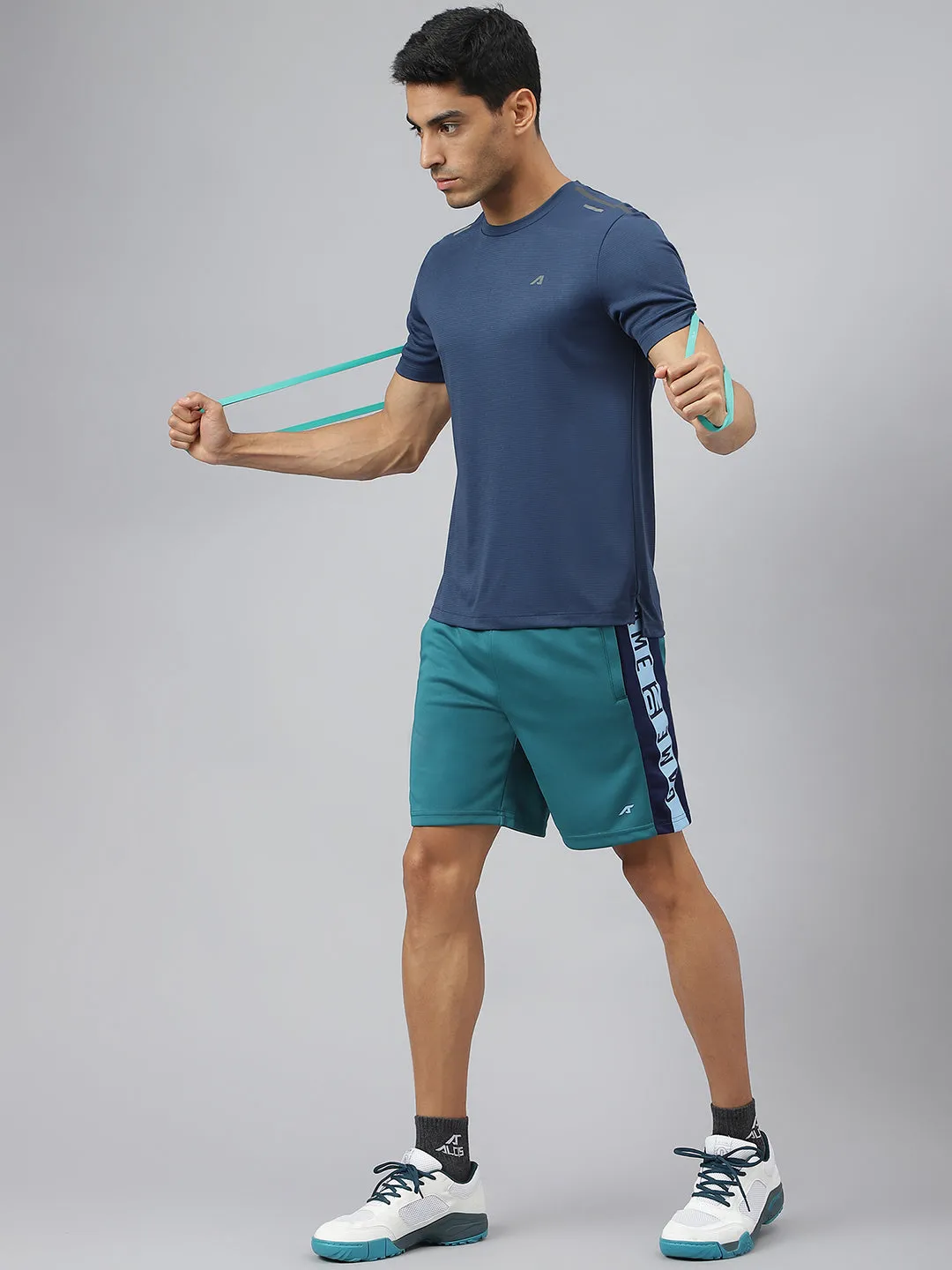Alcis Men Golden Olive Drytech  Anti-Static Slim-Fit Round Neck Running T-Shirt StretchPaneling Open Glow