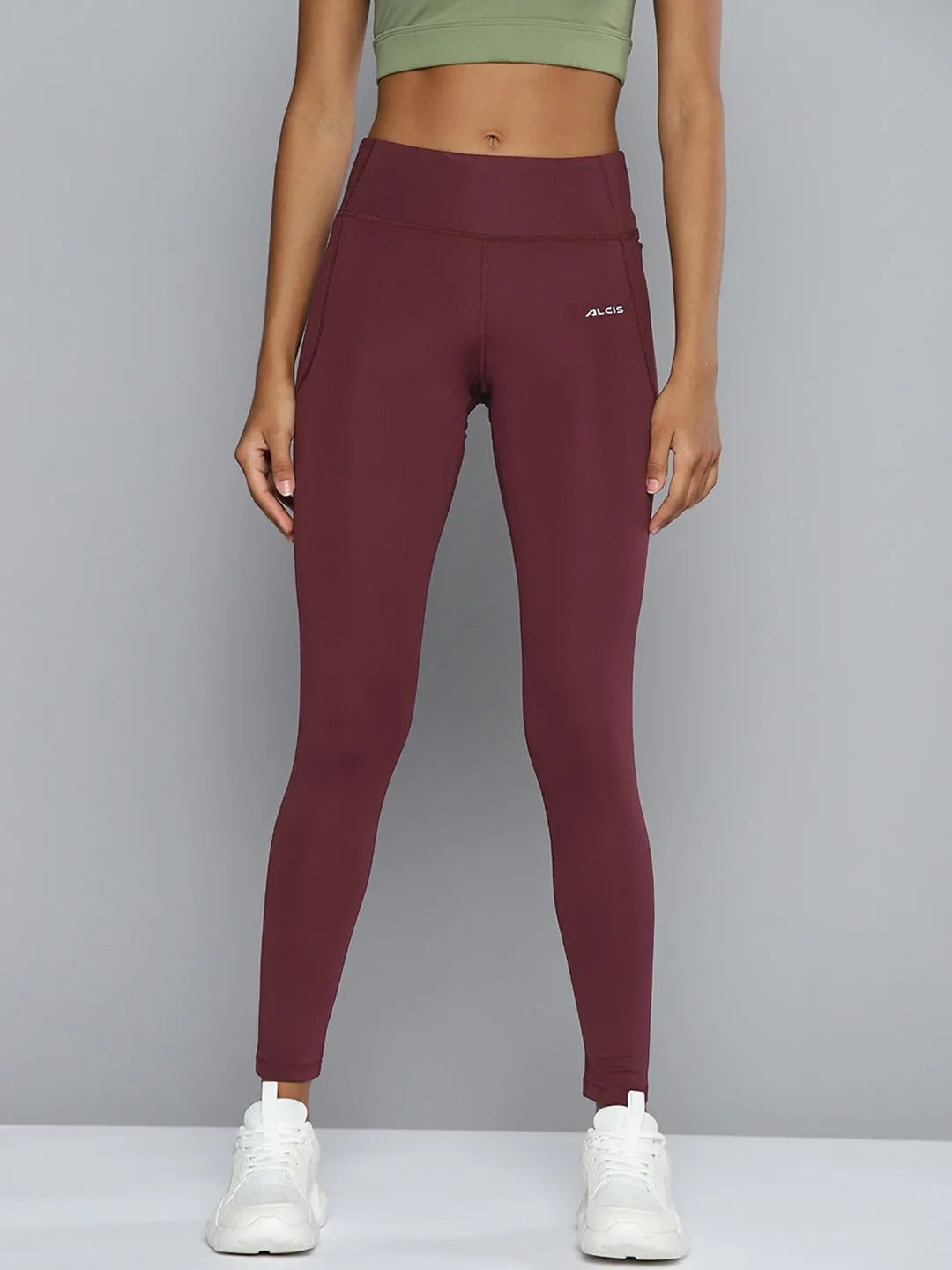 easy pull Move Control ALCIS Women Burgundy Solid Tights