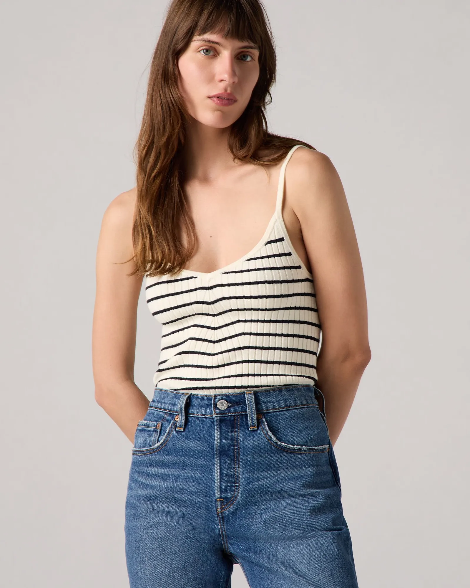 Levi's? Womens Freja Sculpt Tank - Louise Stripe Egret Durable Fabric Base Attire