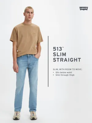 Men's 513 Blue Slim Straight Fit Mid Rise Jeans All Occasion