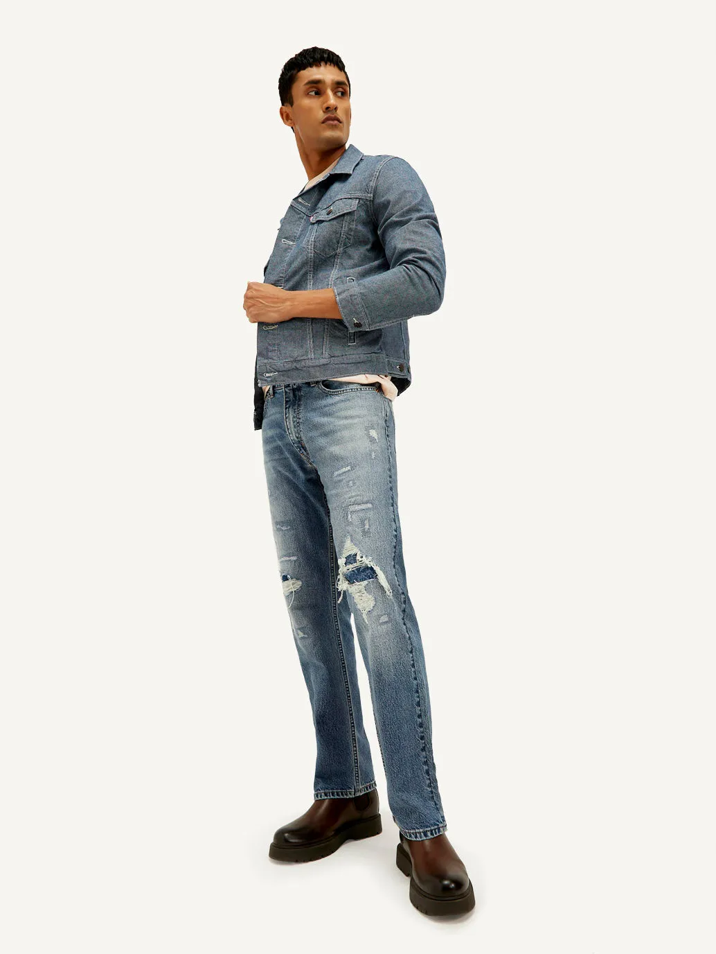 Men's 555 Blue Loose Fit Mid Rise Jeans Casual Spring Mood Classic Wear