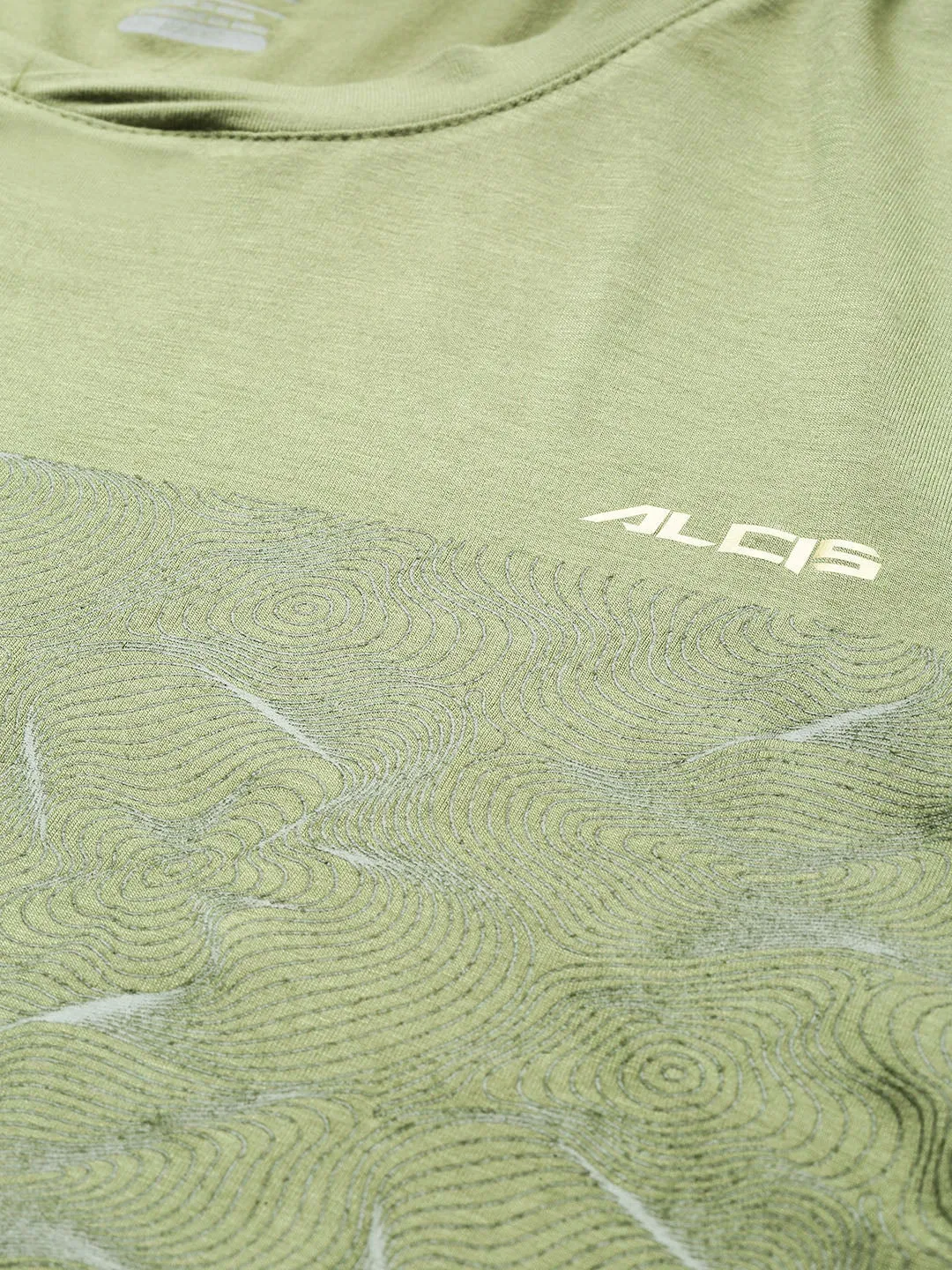 Alcis Men Olive Green Printed Round Neck T-shirt hypoallergenic material MultiPanelCut