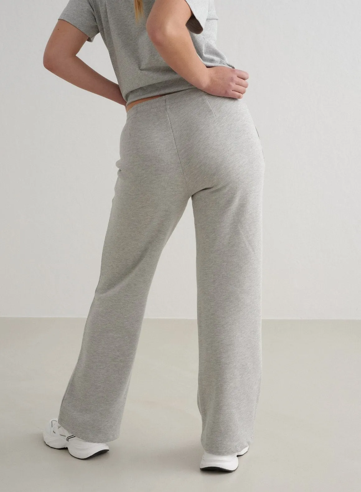 NoiseReducingFabric EcoFriendlyMaterial Grey Melange Wide Sweatpants