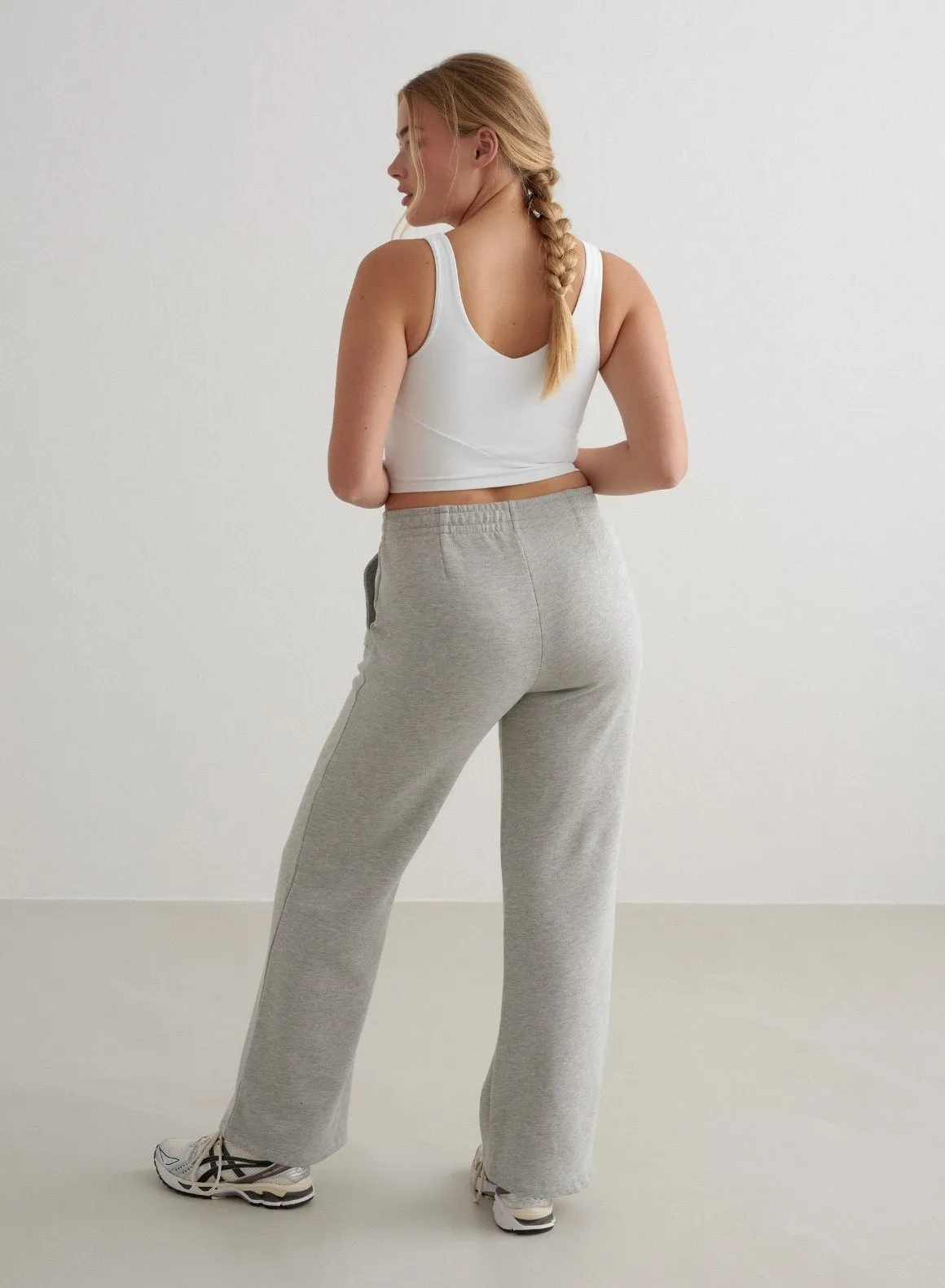 Anti Odor Treatment Grey Melange Wide Sweatpants