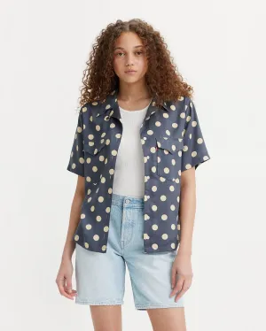 Basic Piece Spring Mood Outdoor Enthusiast Formal Levi's? Womens Ember S/S Bowling Shirt - Annie Dot Navy Smoke