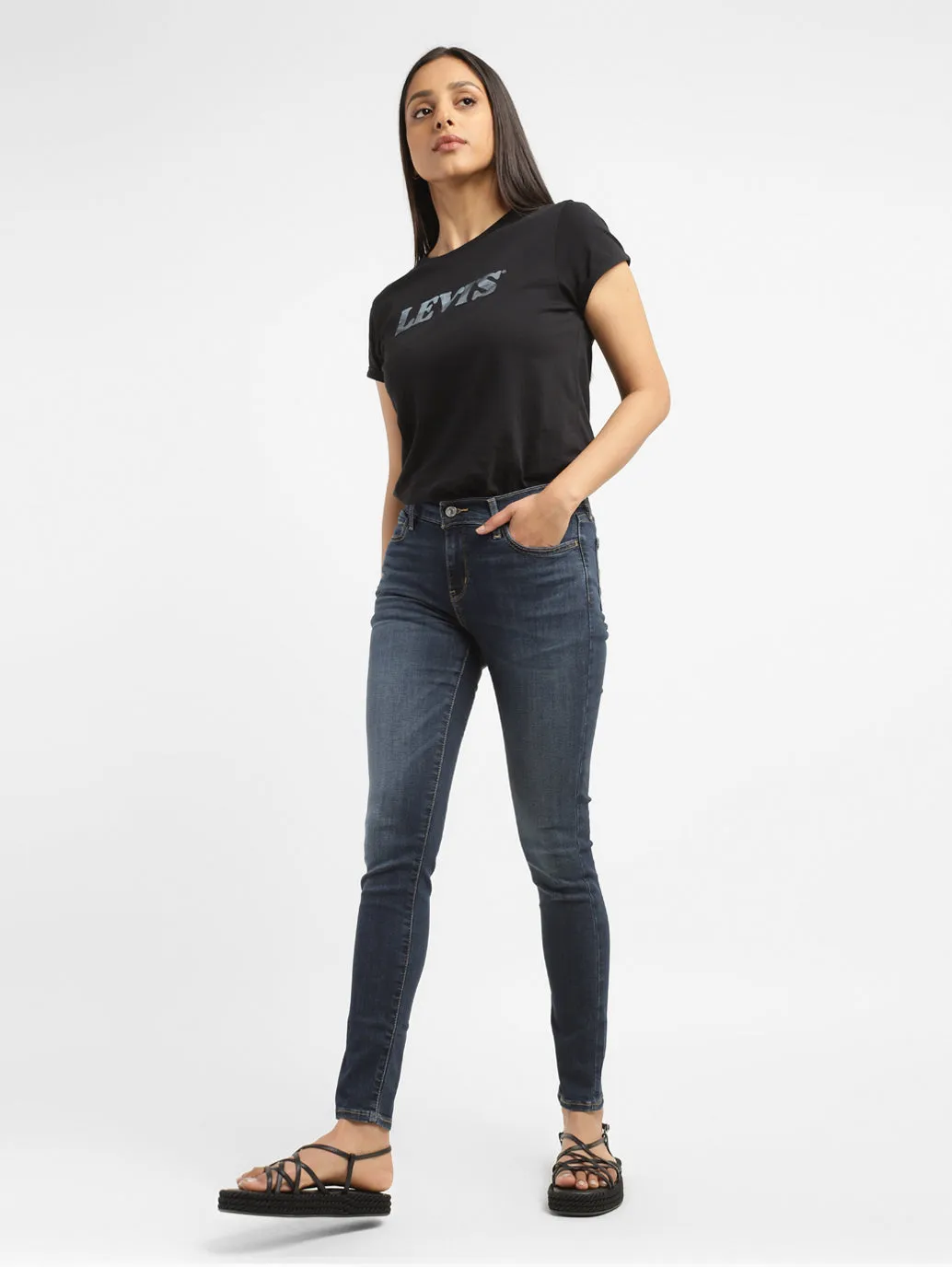 Women's 710 Blue Skinny Fit High Rise Jeans Weekender Wear