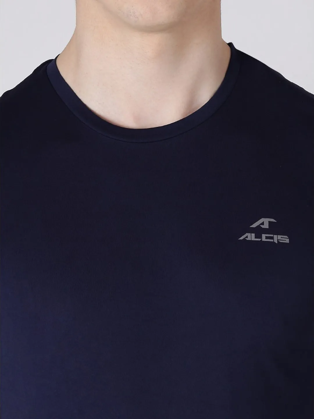 StainRepellentSurface Alcis Men Navy Blue Running Round Neck Wonder T-Shirt