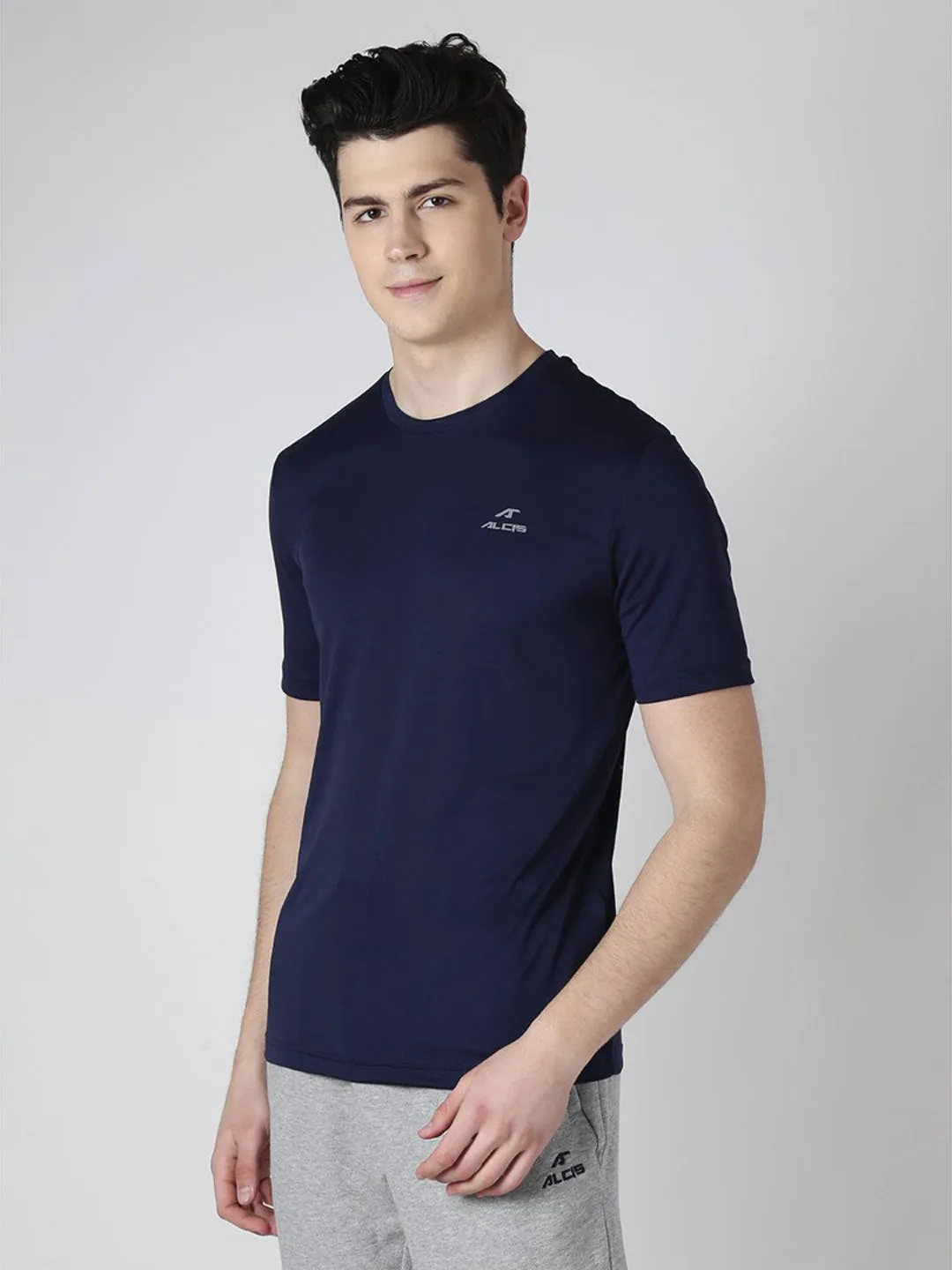 Story Glow Luxury Touch Alcis Men Navy Blue Running Round Neck Wonder T-Shirt