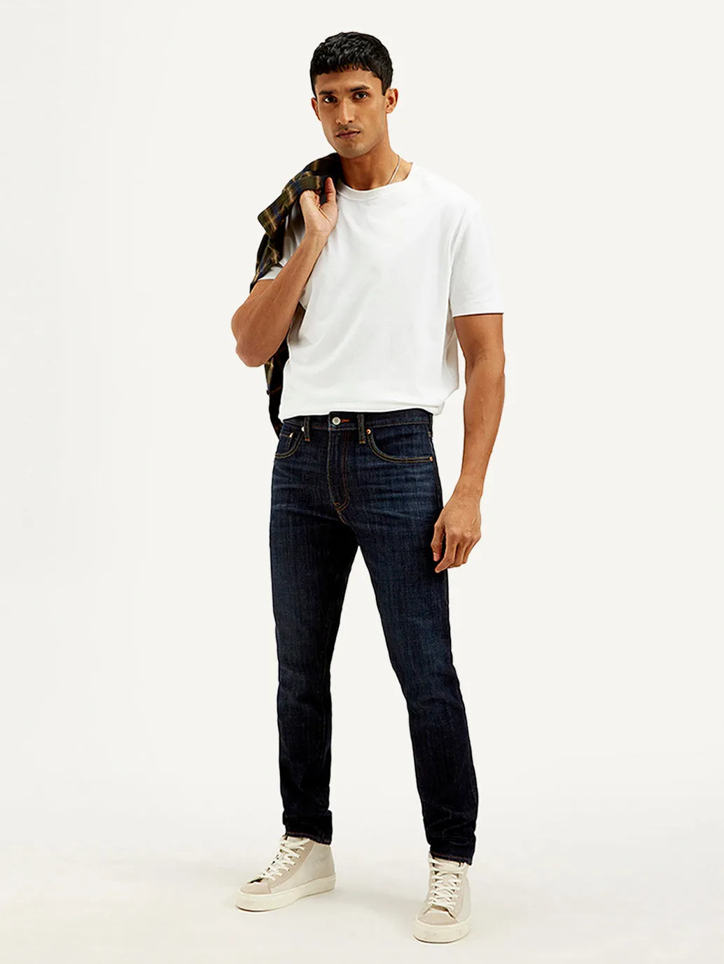 Men's 512 Navy Blue Slim Tapered Fit Mid Rise Jeans Anti Static Treatment Active Days