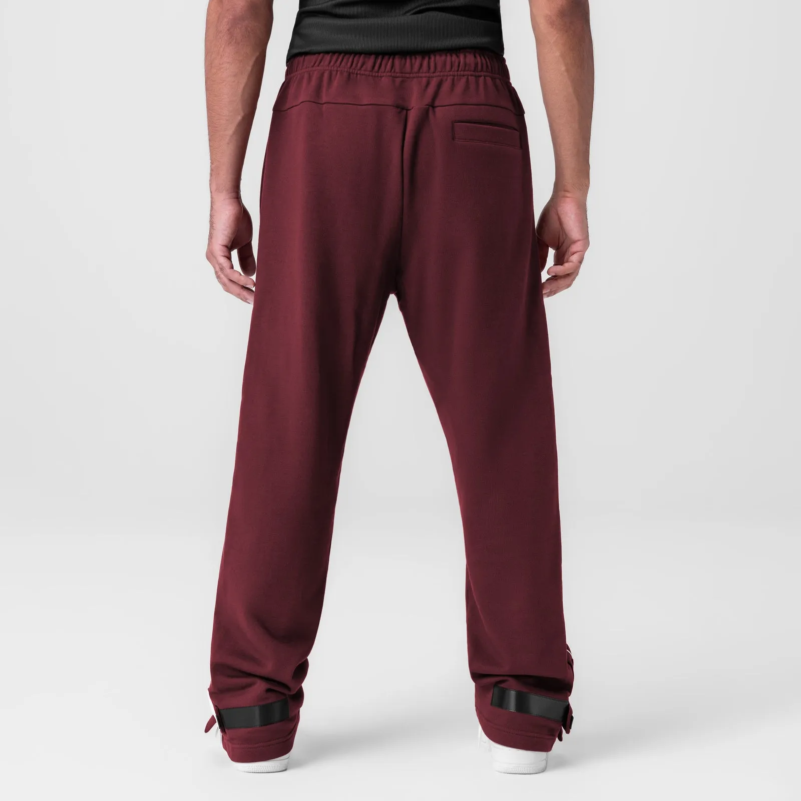 0998. Herringbone Terry Snap Button Sweats - Crimson Work Friendly Tailored Fit